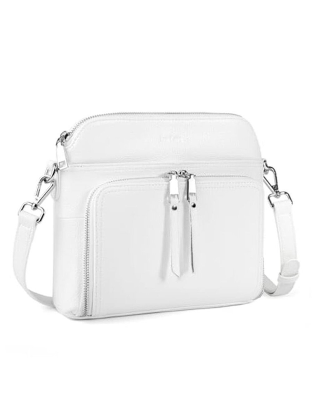 White Genuine Leather Crossbody Bag Small Shoulder Purse RFID Wallet Women
